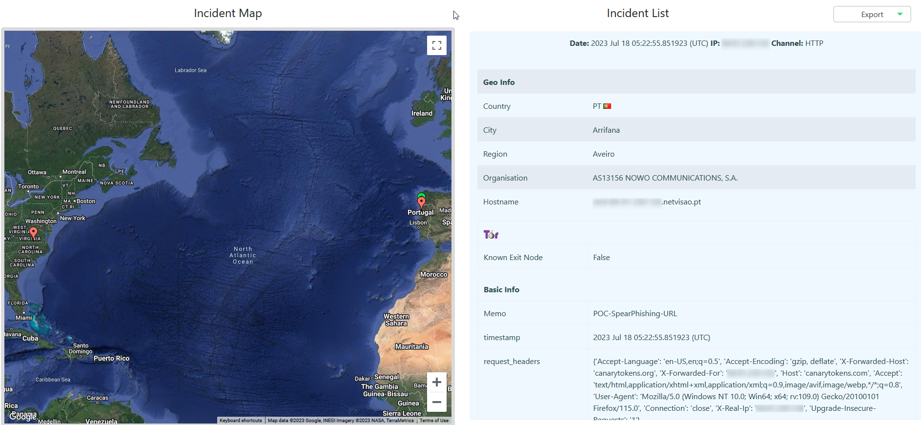 exfiltrated data